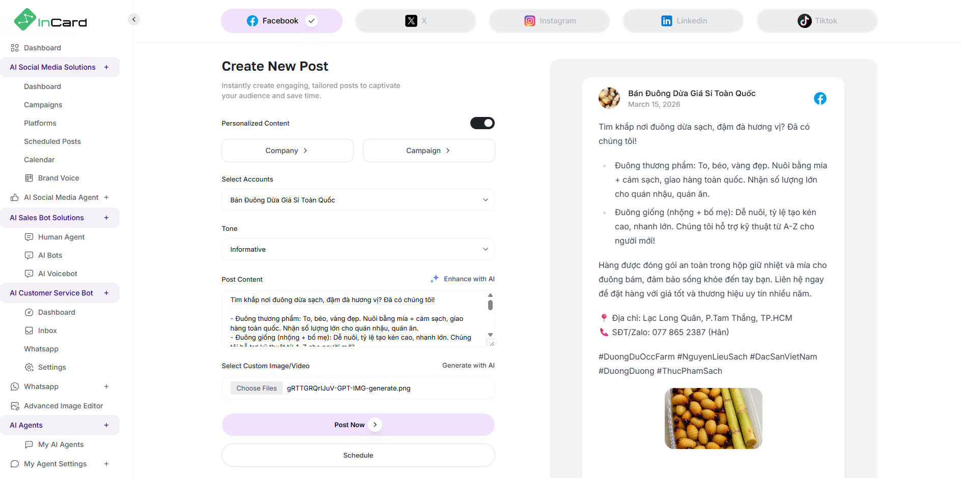 Create New Post – Live Preview