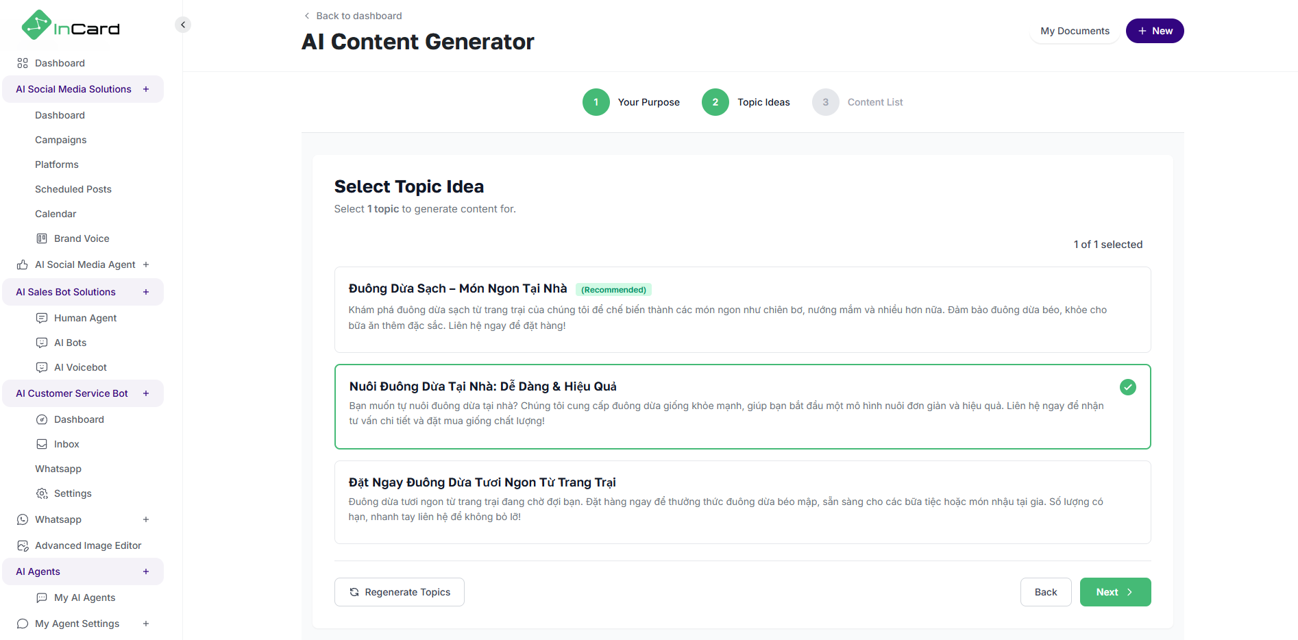 AI gợi ý ý tưởng nội dung